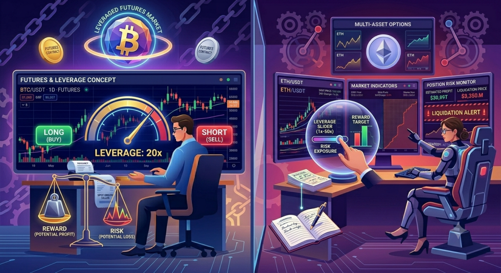Ilustrasi leverage pada futures trading cryptocurrency