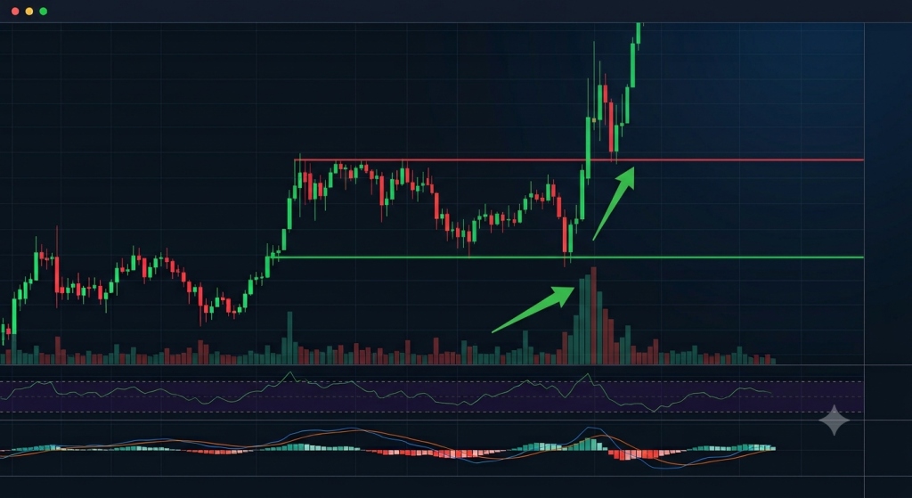 Ilustrasi breakout harga dari resistance pada trading crypto